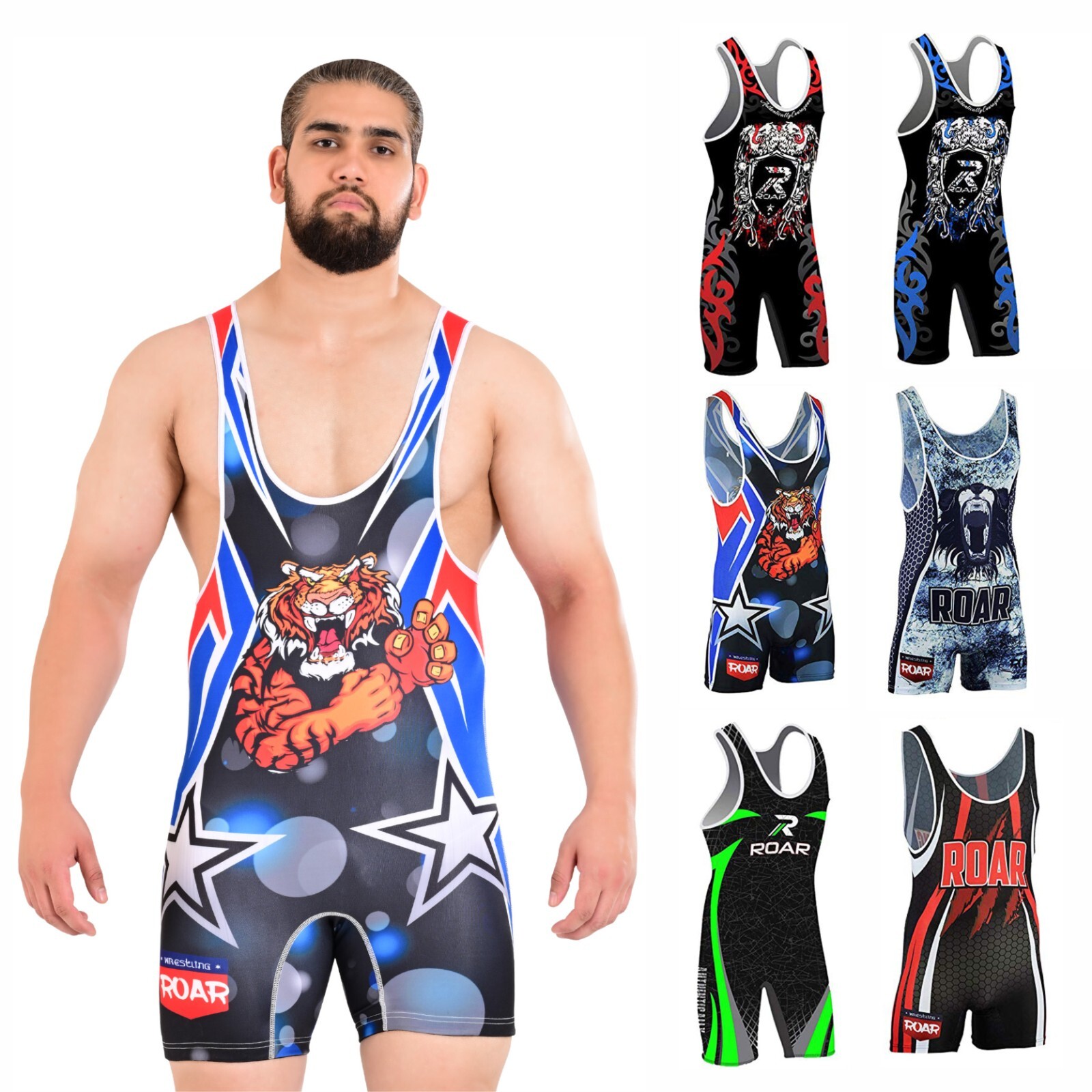 ROAR Men’s Wrestling Singlet Sports Gym Powerlifting Bodybuilding Vest Top