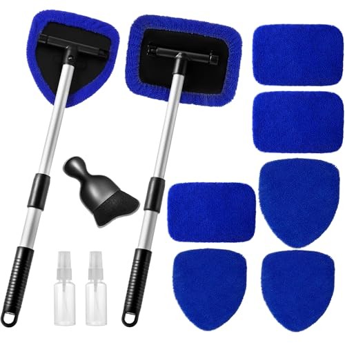 11pcs Windshield Cleaner Tool, Car Window Cleaning Wash Kit with 6 Blue