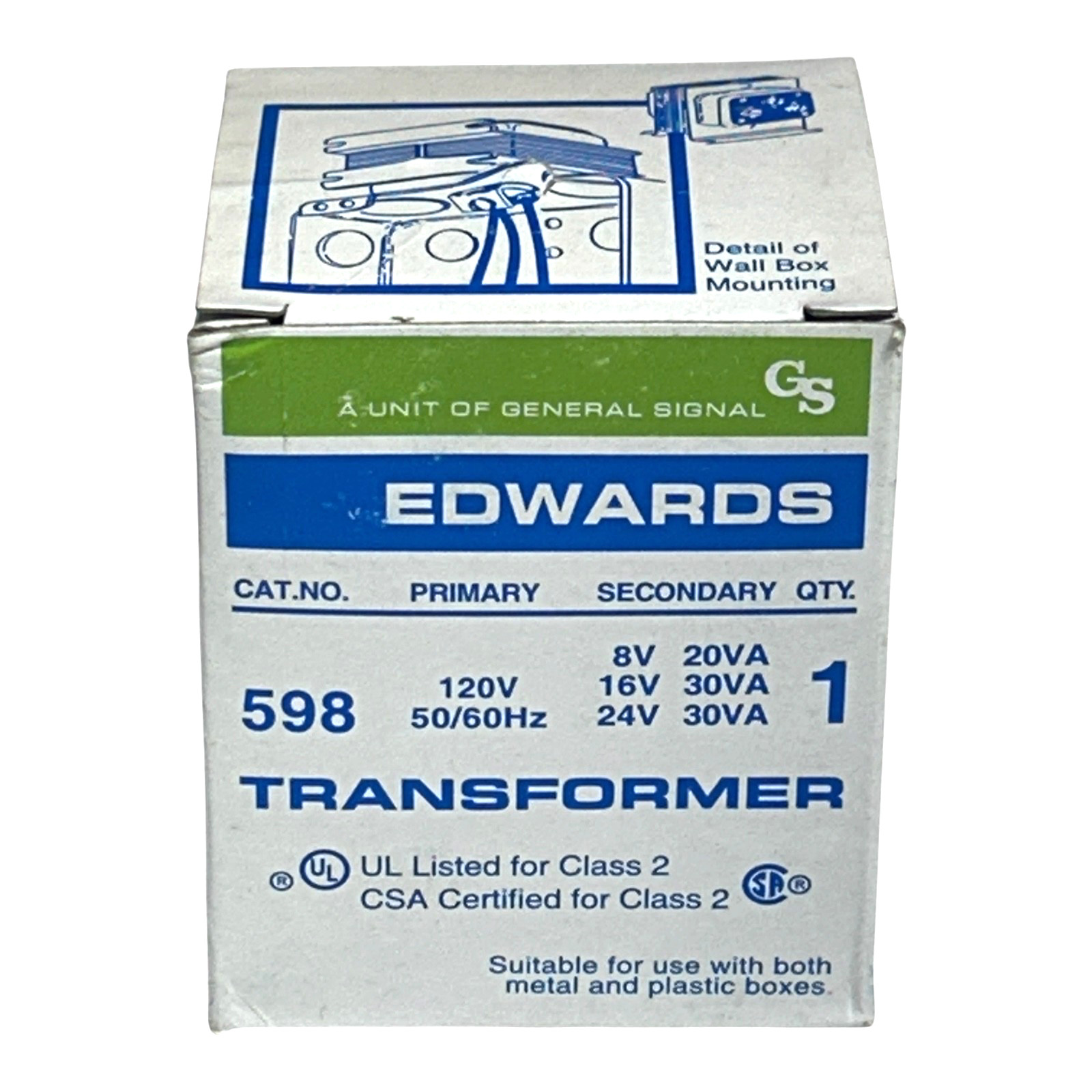 Edwards 598 Class 2 Building Elevators Signaling Transformer 120 V