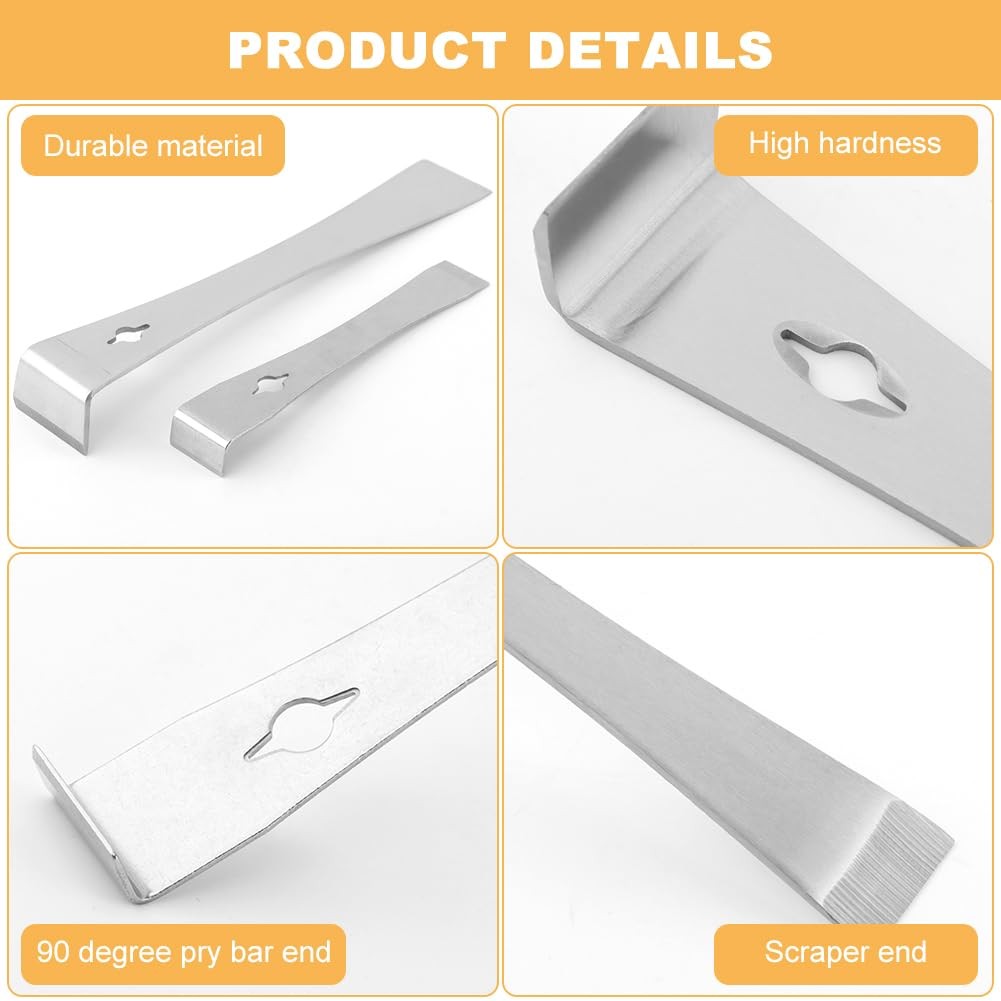 2 Pcs Stainless Steel Pry Bar Scraper Set Heavy Duty Nail Puller Multi Tool