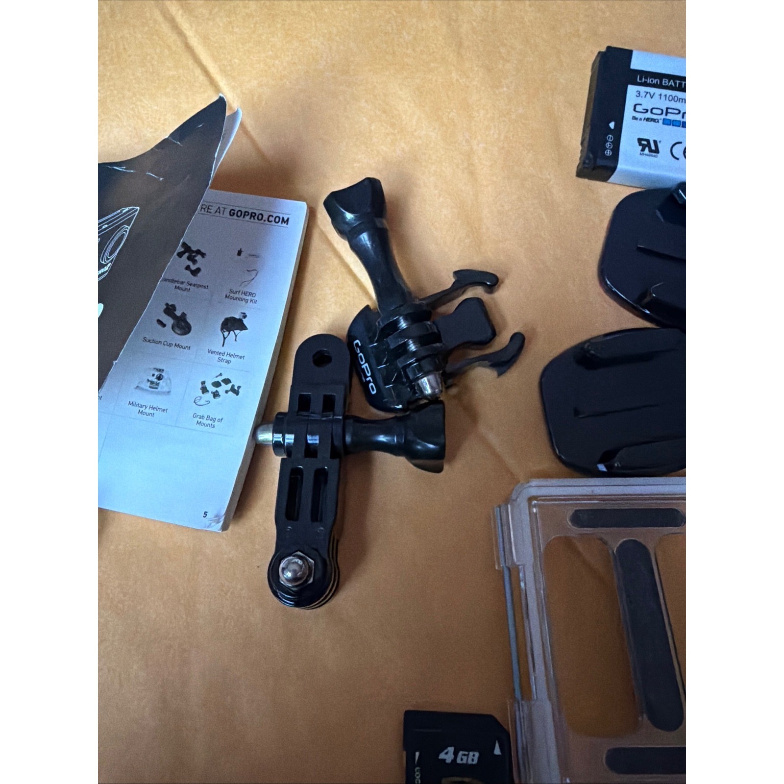 GoPro HD Hero 2 Accessory Bundle Battery 4GB SD Card Mounts Manual Backdoors