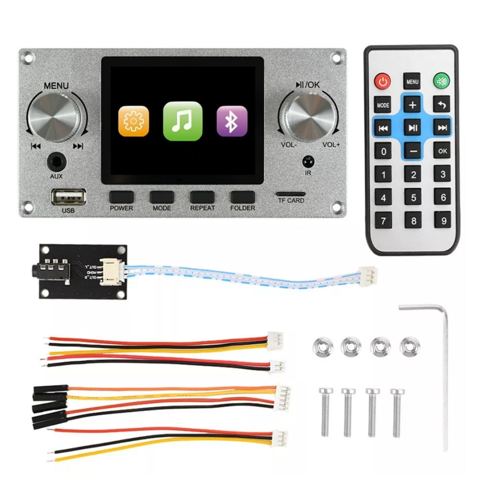 1set 2.8inch IPS Decoder Board Bluetooth MP3 TF USB Aux IR Audio Module