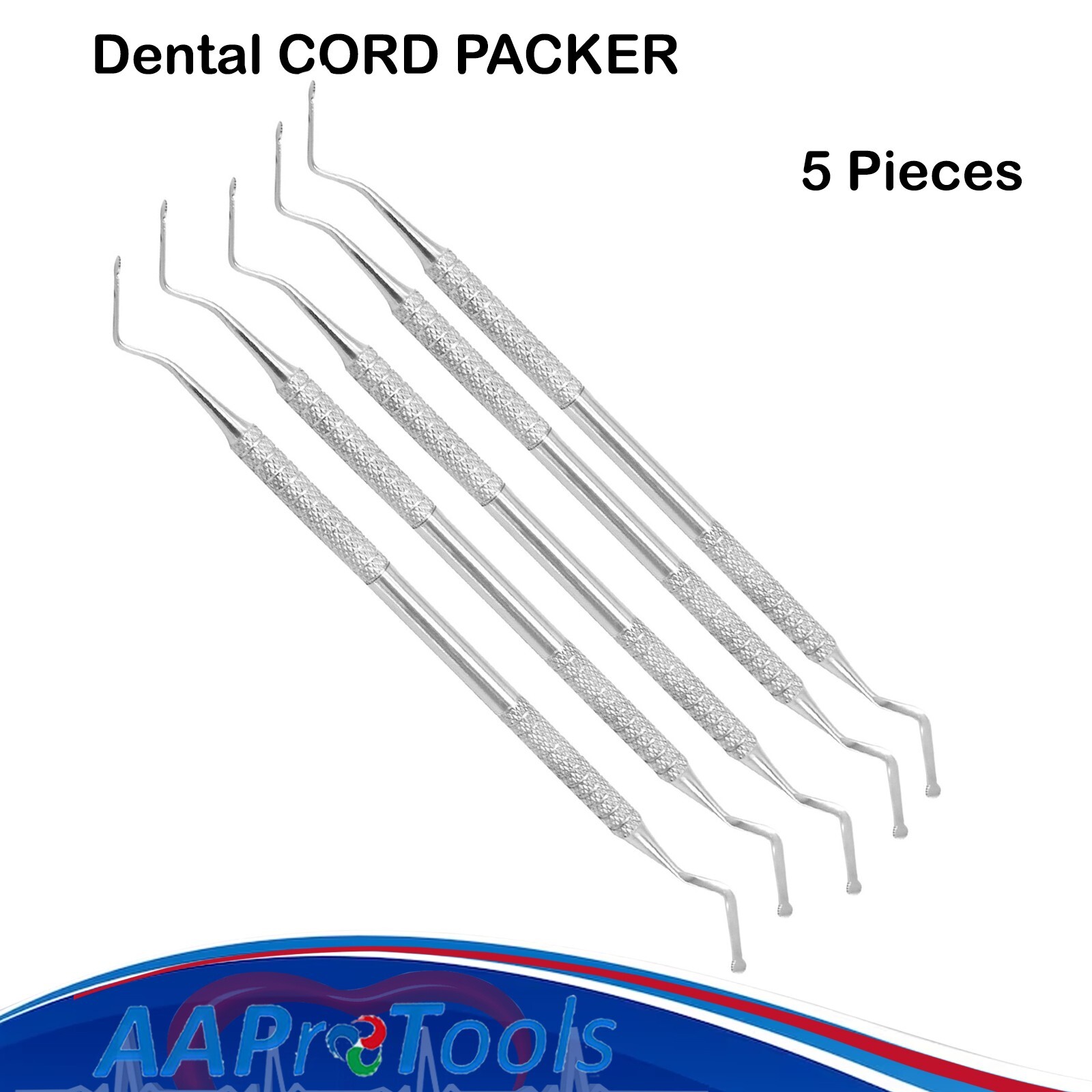 AAPRO 5 Pc Cord Packer Serrated BN1 Double Ended Dental Instruments