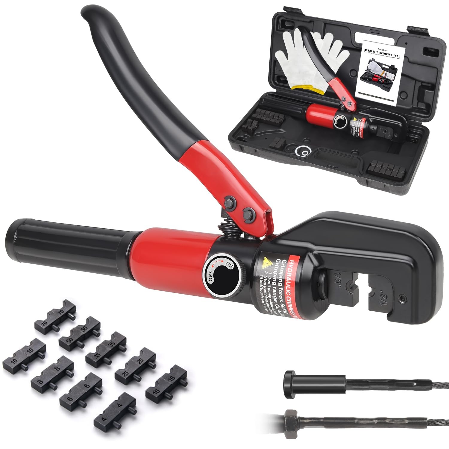 Toscoco Upgraded Hydraulic Crimping Tool for 1/8" 3/16" Stainless Steel Cable...