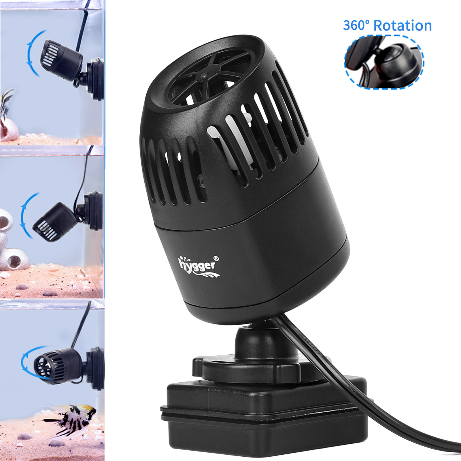 hygger Aquarium Powerhead Circulation Pump Wave Maker Suction Cup Mount