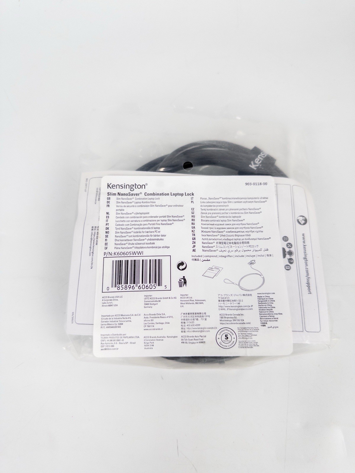 Kensington Slim NanoSave Combination Laptop Lock K60605WWI Open Box- New
