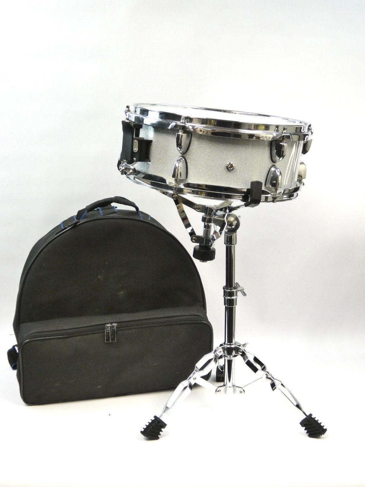 13x5 Student Snare Drum Kit w/ Stand & Case - Unbranded - Silver Sparkle