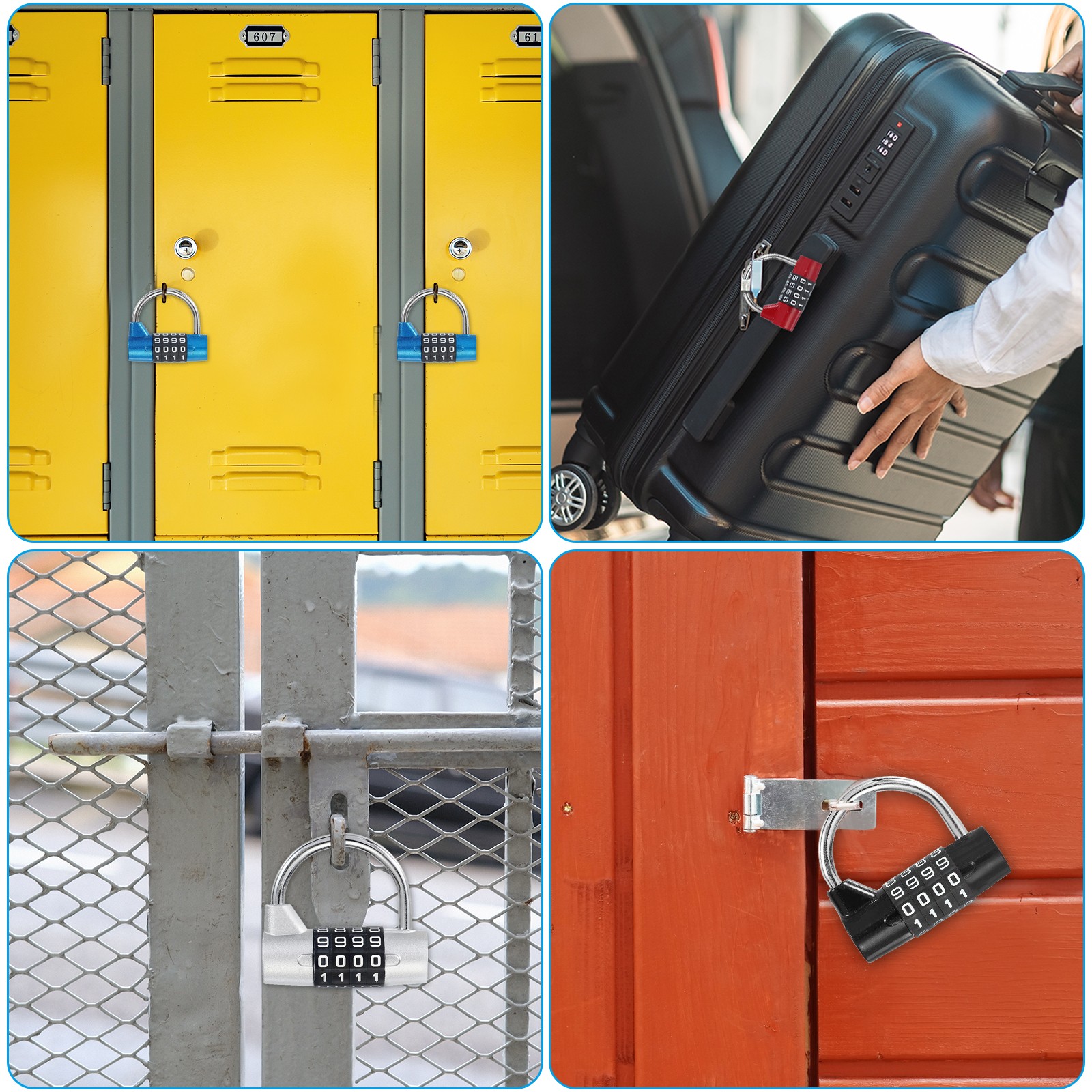 5 Digit Gym Combination Block, Red Galvanized Lock
