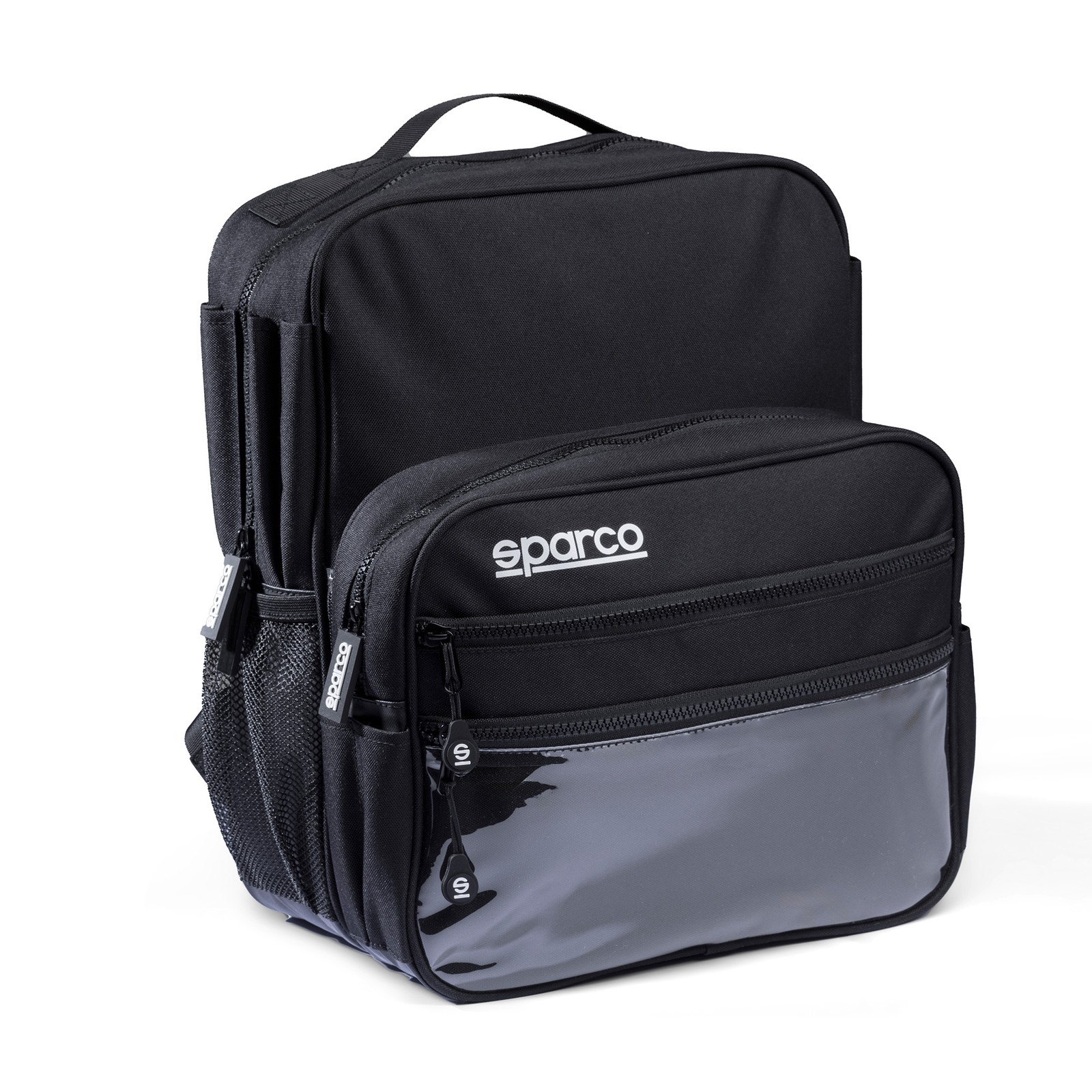 Sparco Co-Driver Plus Bag / Backpack - Black (Dual Compartments, Net Pockets)