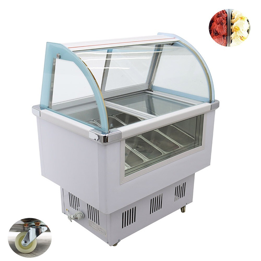 10 Pans Gelato Ice Cream Dipping Cabinet Hard Ice Cream Showcase 35.93Gal 220V