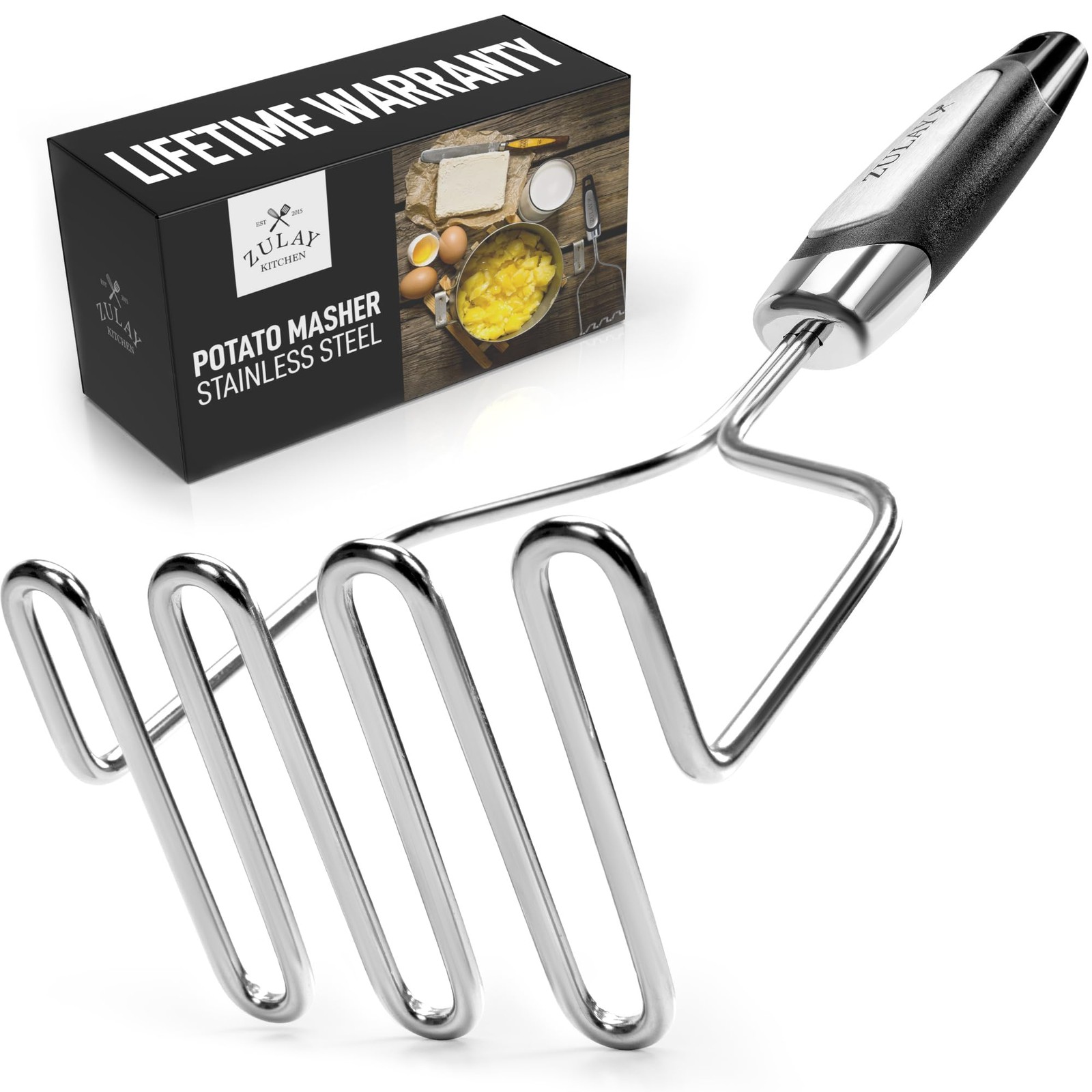 Zulay Kitchen Stainless Steel Potato Masher – Silver