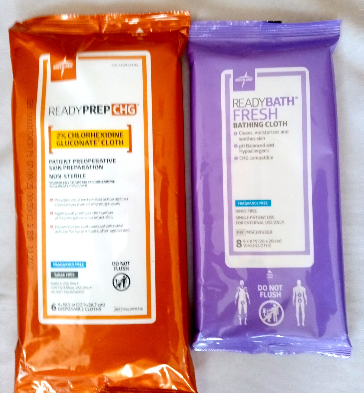 2/Pack MEDLINE Ready Prep CHG 2% Chlorhexidine Gluconate Cloths & Bathing Cloth