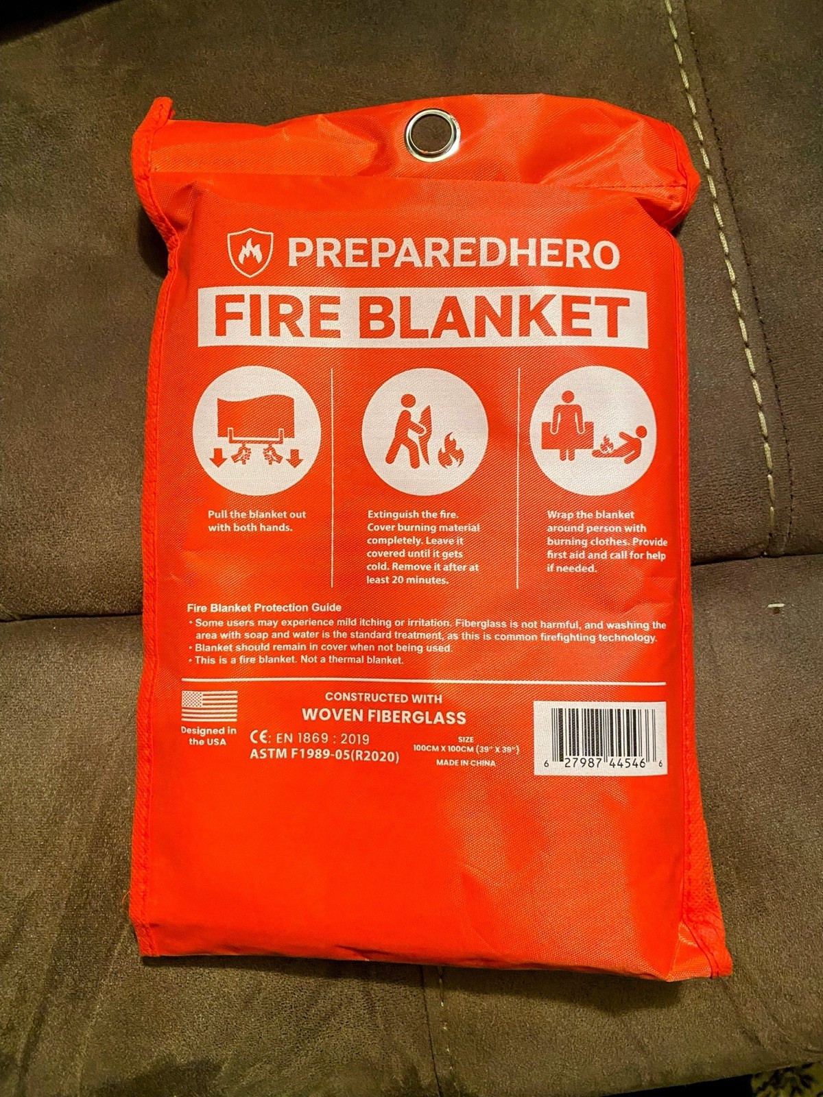Fire Blanket Fiberglass Prepared Hero 39” x 39” Home Travel Emergency Retardant