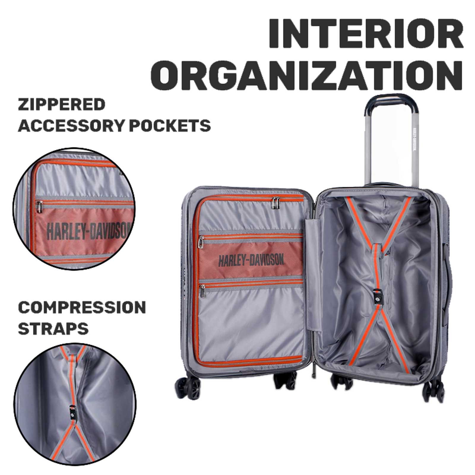 Harley-Davidson 22 in. Cruiser Hard Sided Expandable Wheeling Luggage, Black