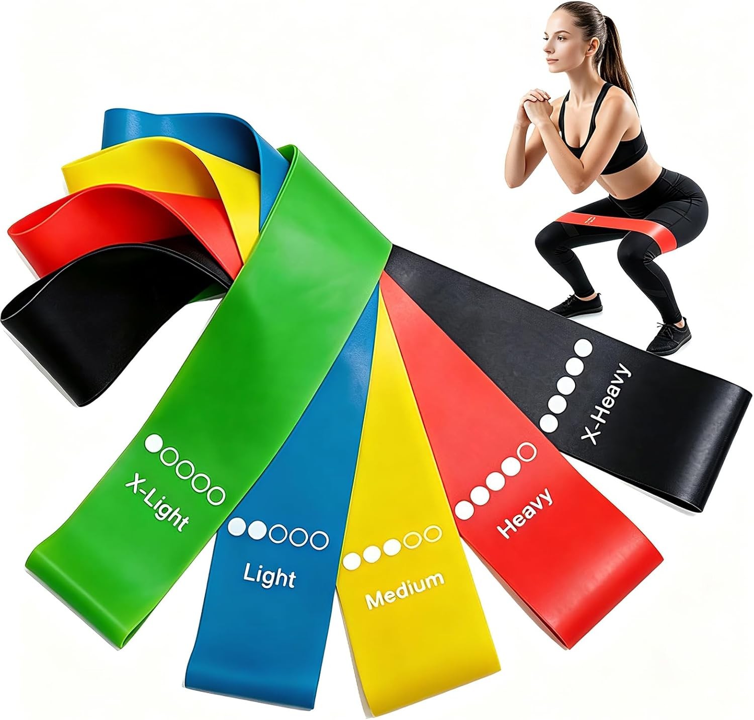 Resistance Loop Exercise Bands Set of 5-5 Different Resistance Levels Workout