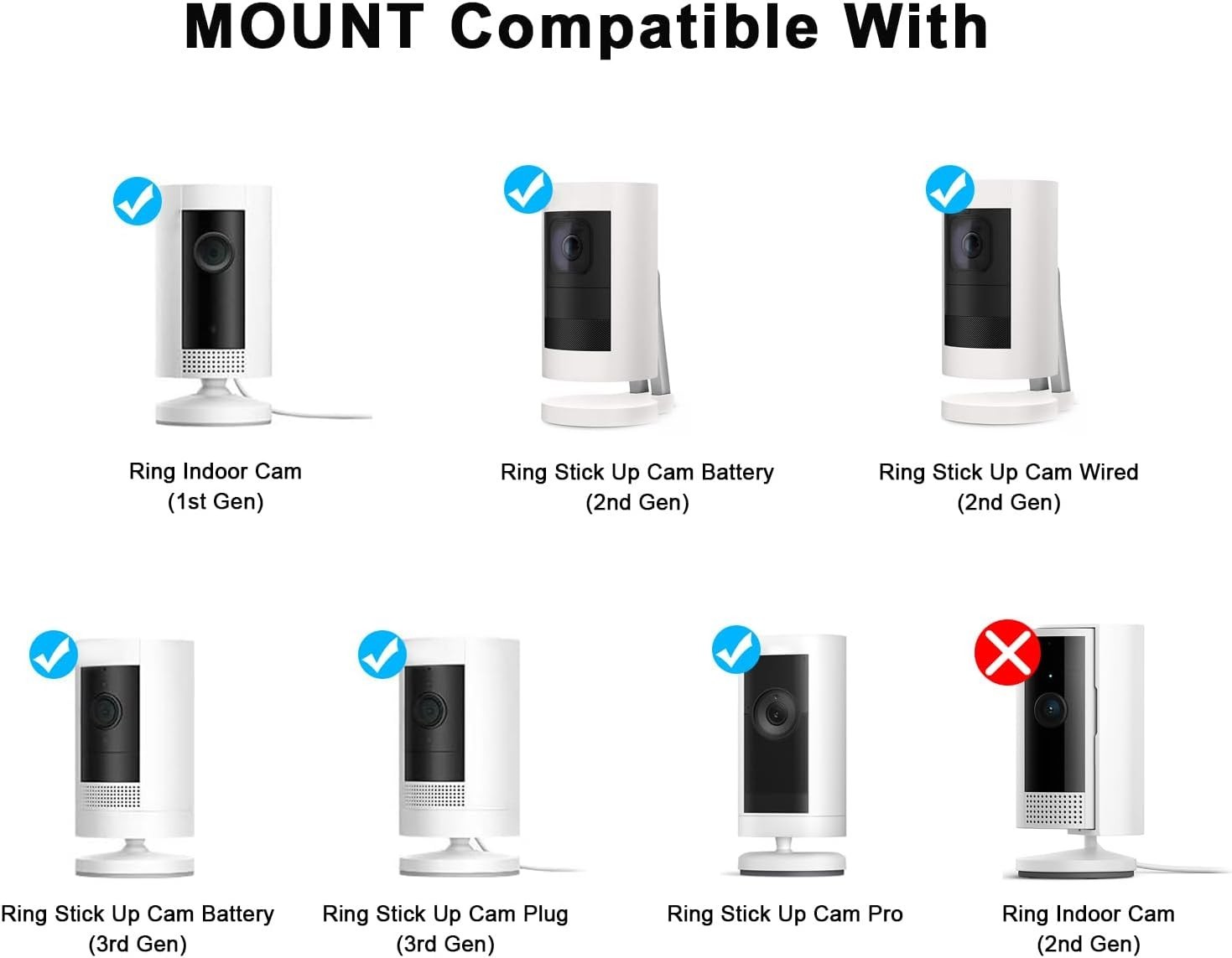Weatherproof Aluminum Wall Mounts for Ring Cameras - 2-Pack Adjustable Bracket
