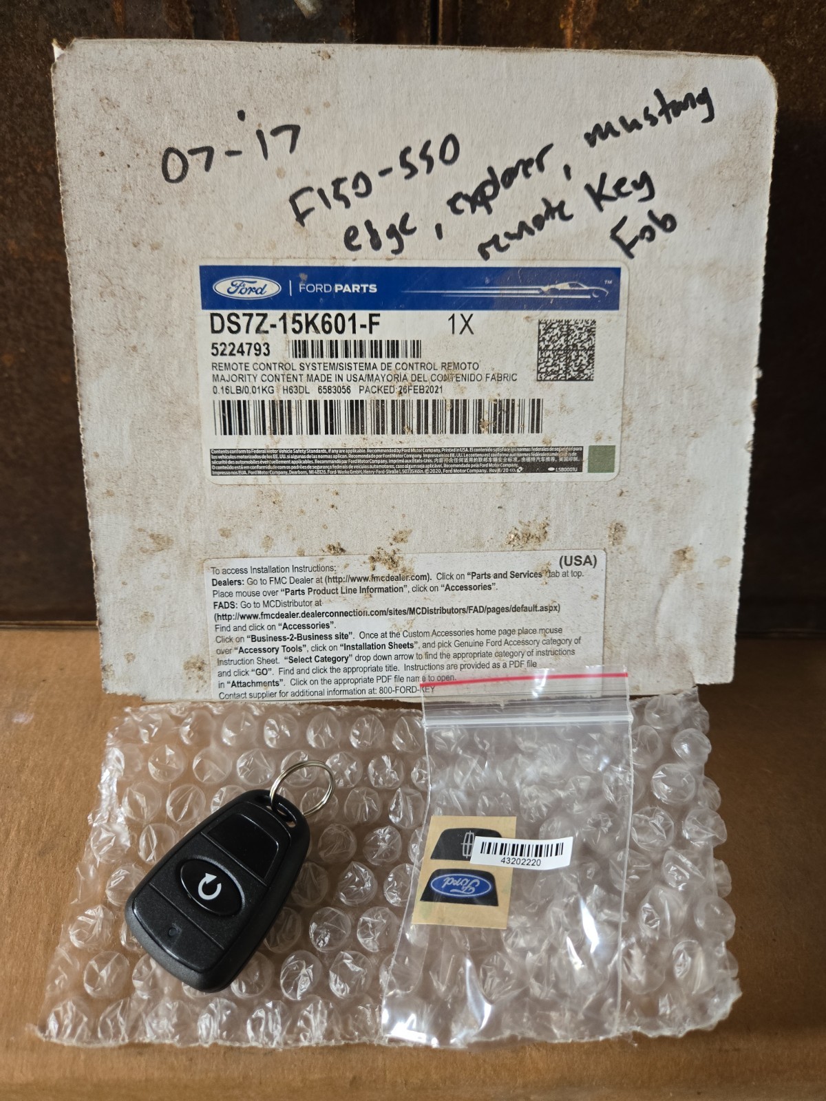 Genuine Ford Remote Start - Key Fob - Long-Range - One-Way DS7Z-15K601-F