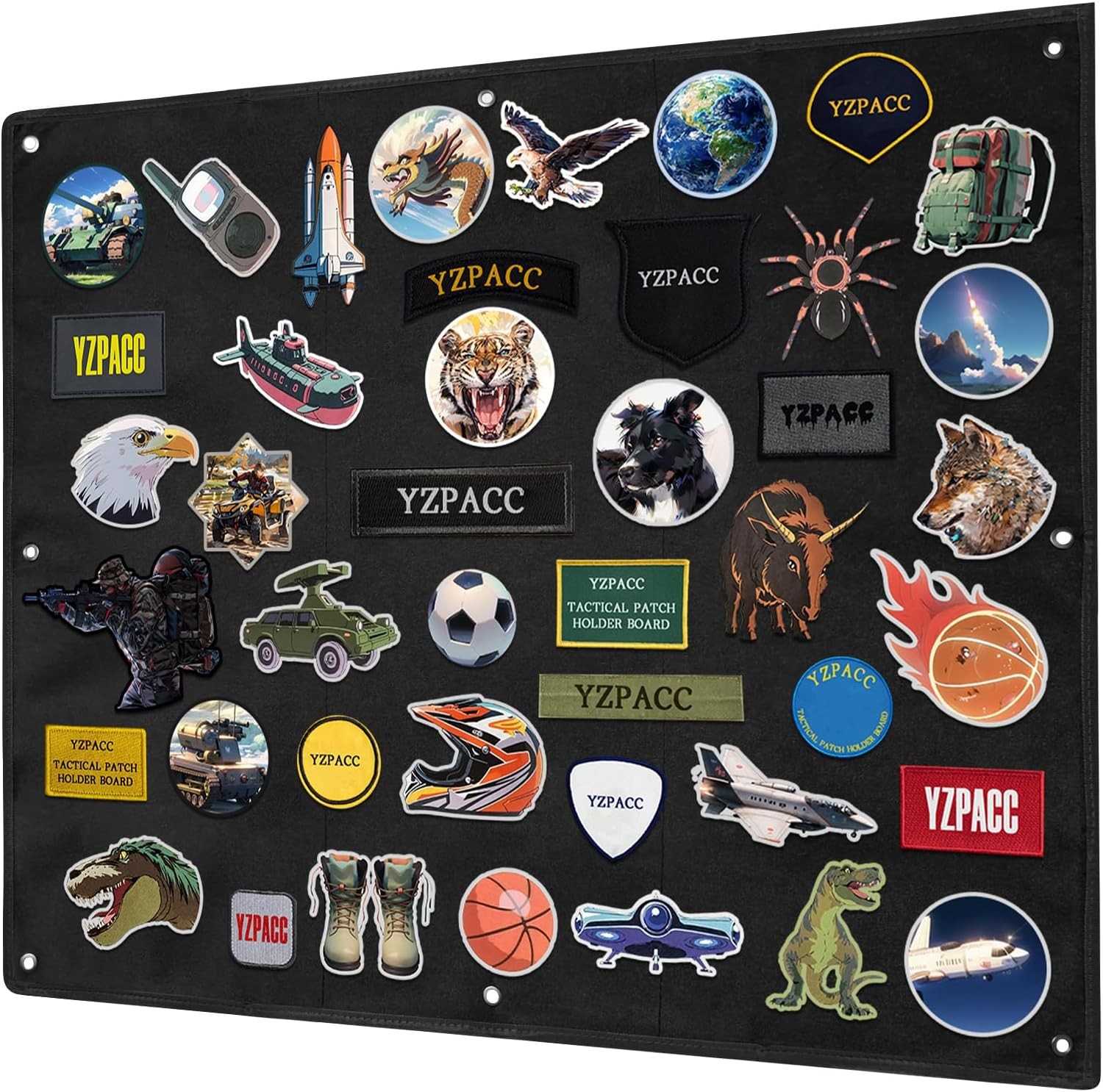 Tactical Patch Display Board,Hook & Loop Foldable Black(33X27.5In)