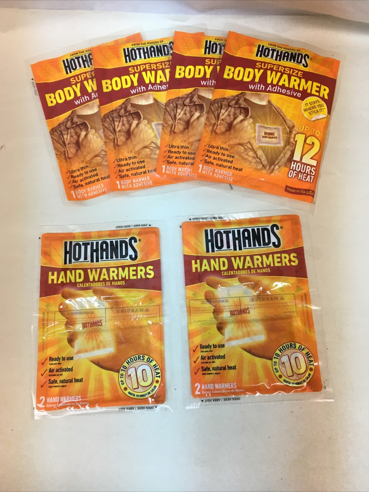 HotHands Supersize Body Warmer Adhesive Up to 12 Hours of Heat 4pk + 2 Hand