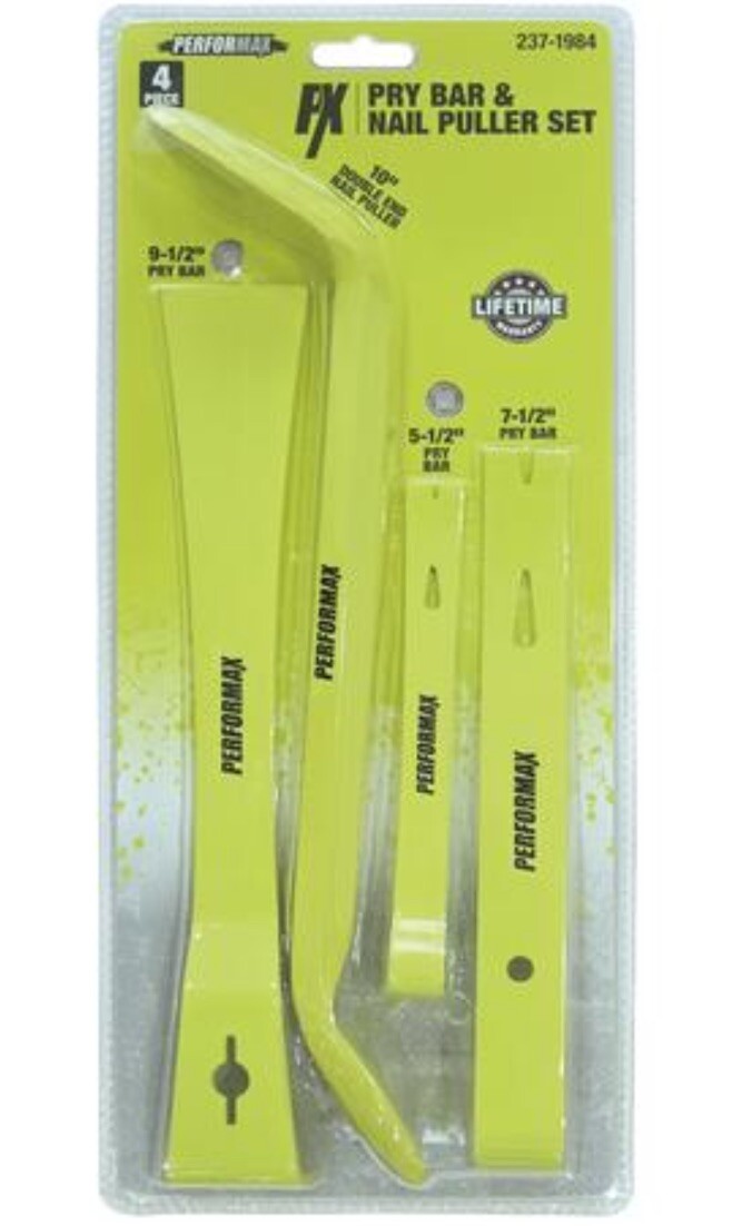 4 Piece Pry Bar & Nail Puller Set Lifetime Warranty 5.5,7.5,9.5,10 Inch