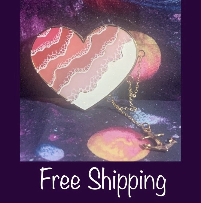 Pink Sea Foam Heart Pin
