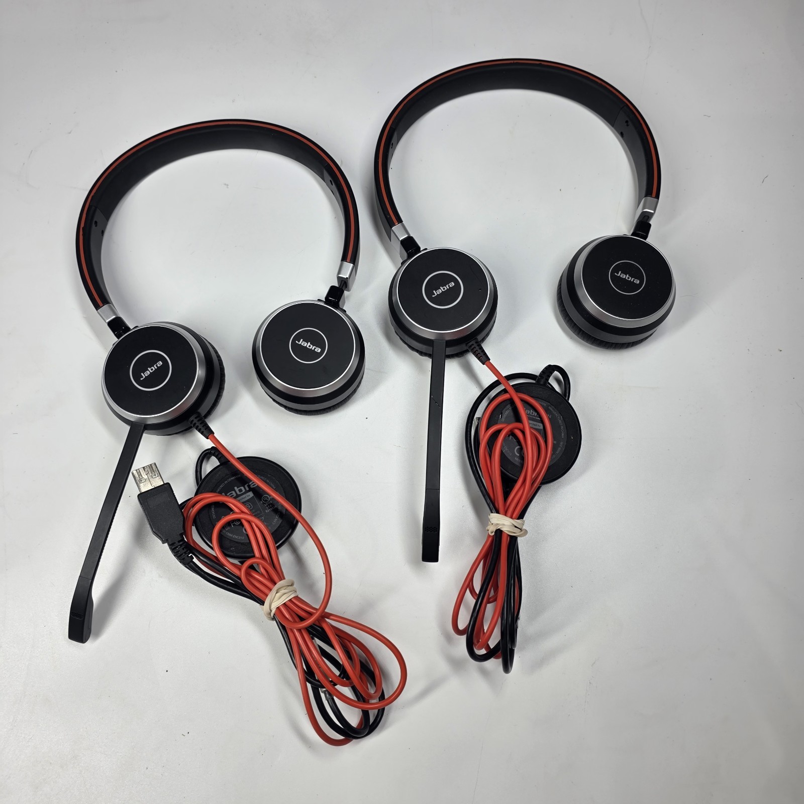 Lpt of 2 - Jabra HSC017 ENC010 Evolve 40 USB Stereo Wired Headset Tested