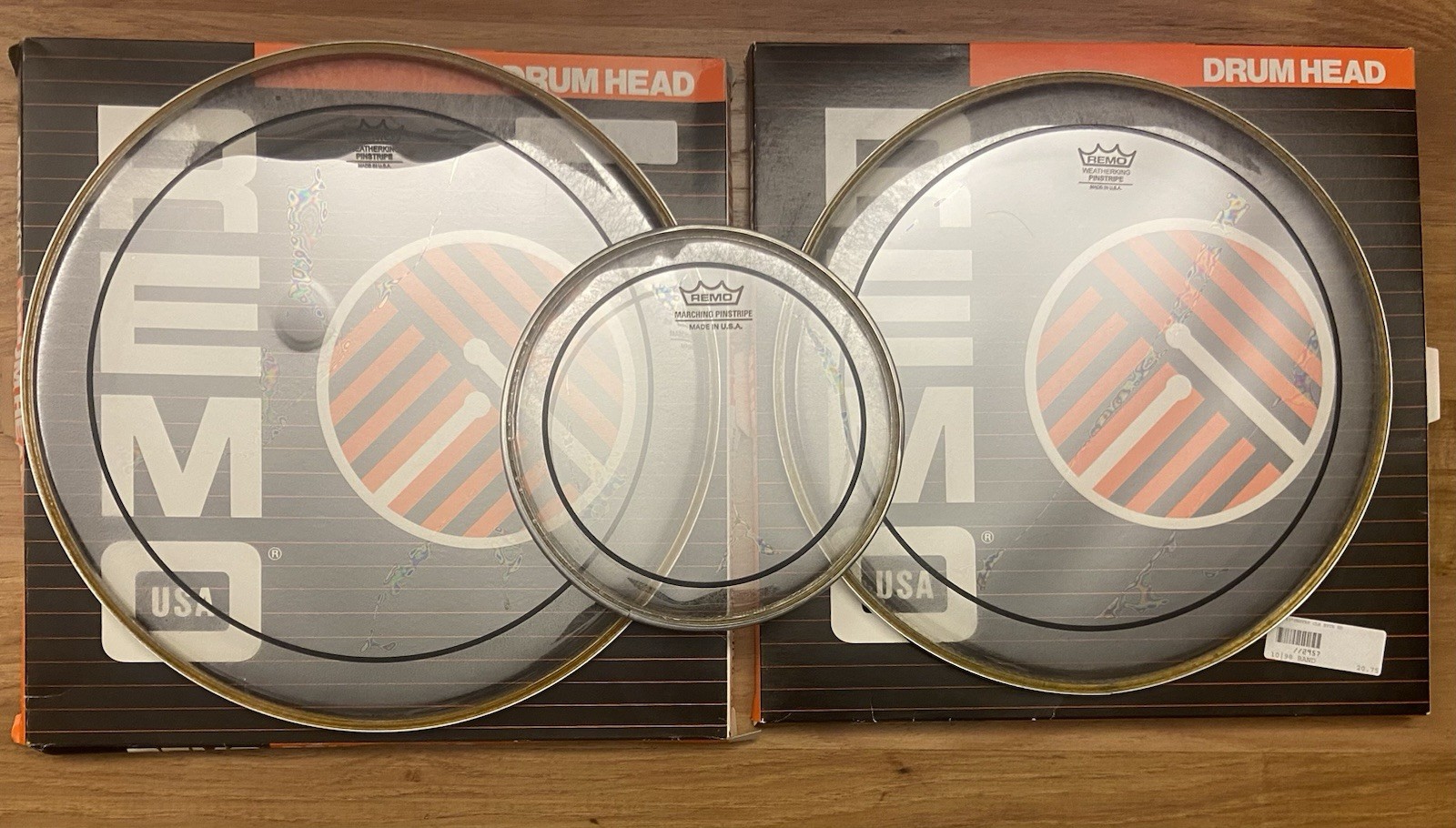 NOS 8” 13” 14” Remo Pinstripe Clear Drum Head Weatherking Lot Of 3 Weather King