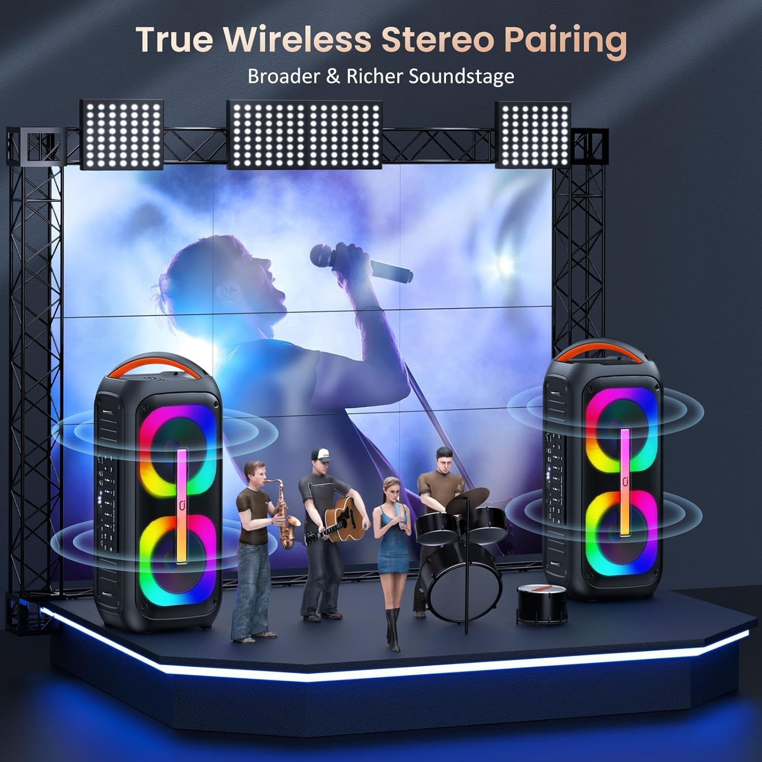 Karaoke Machine Bluetooth Speaker 2 Mic Party System