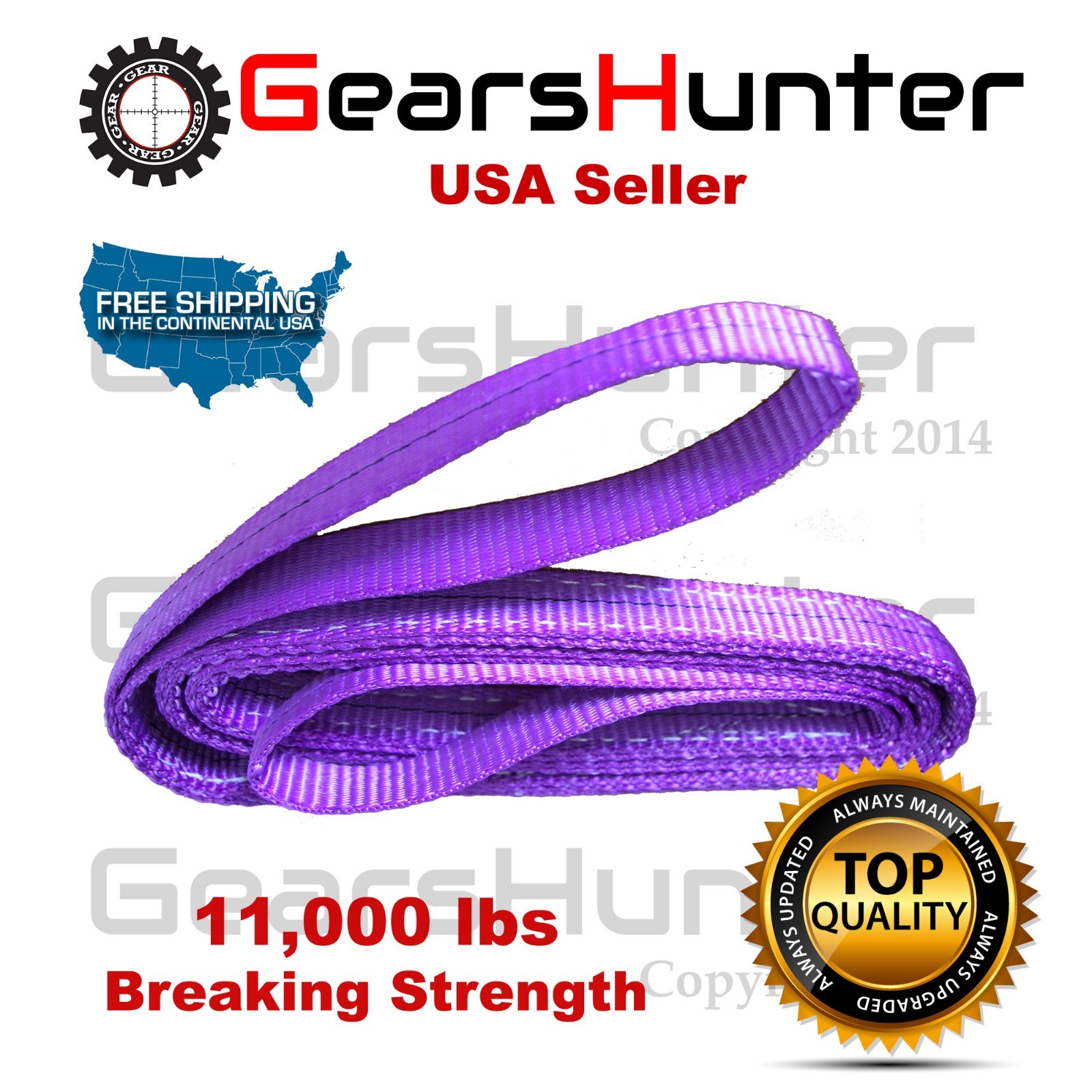 1" x 4' 2-Ply Nylon Web Sling Lift Tow Strap Heavy Duty 11000LBS