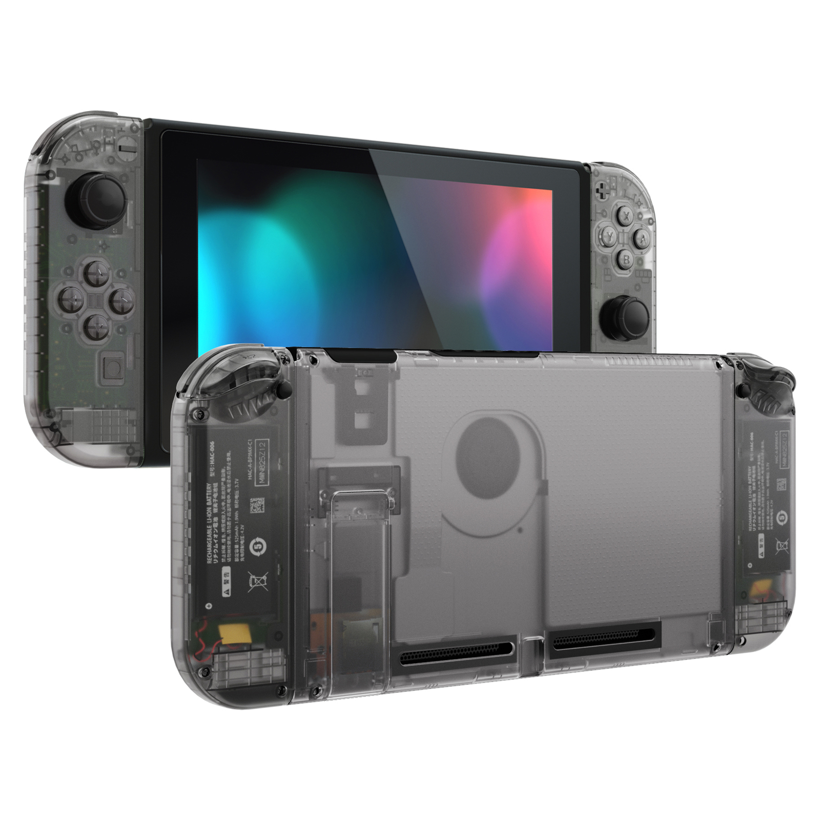 Clear Black Console Back Plate Controller Housing Shell Set for Nintendo Switch