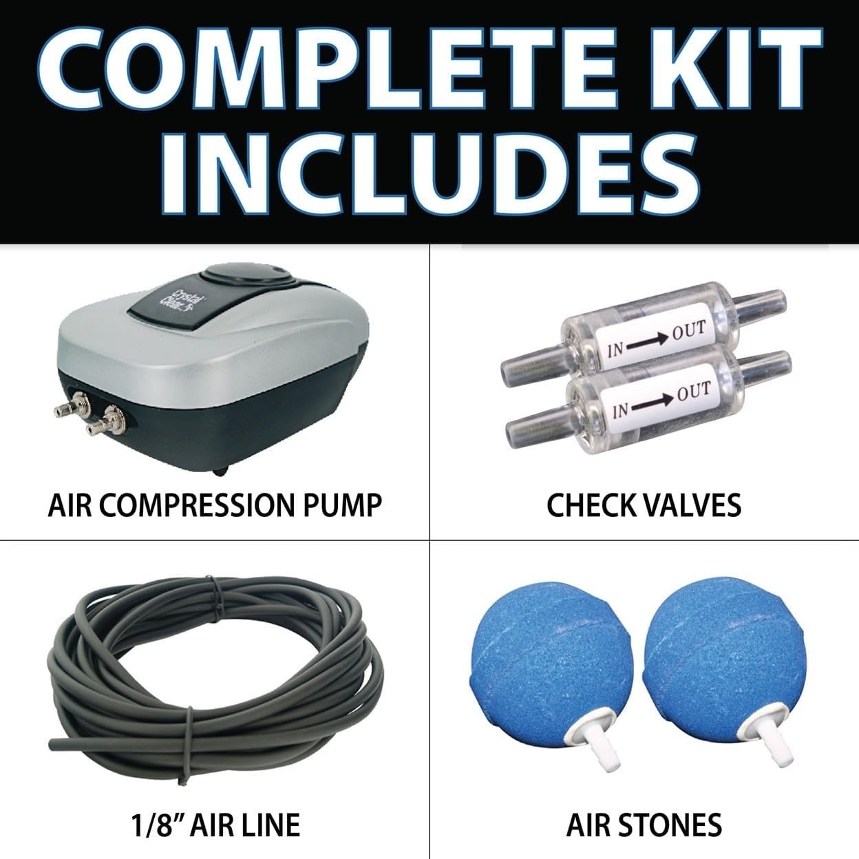 PondAir 2 Aeration System - Improves Water Clarity with Optional Faux Rock Cover