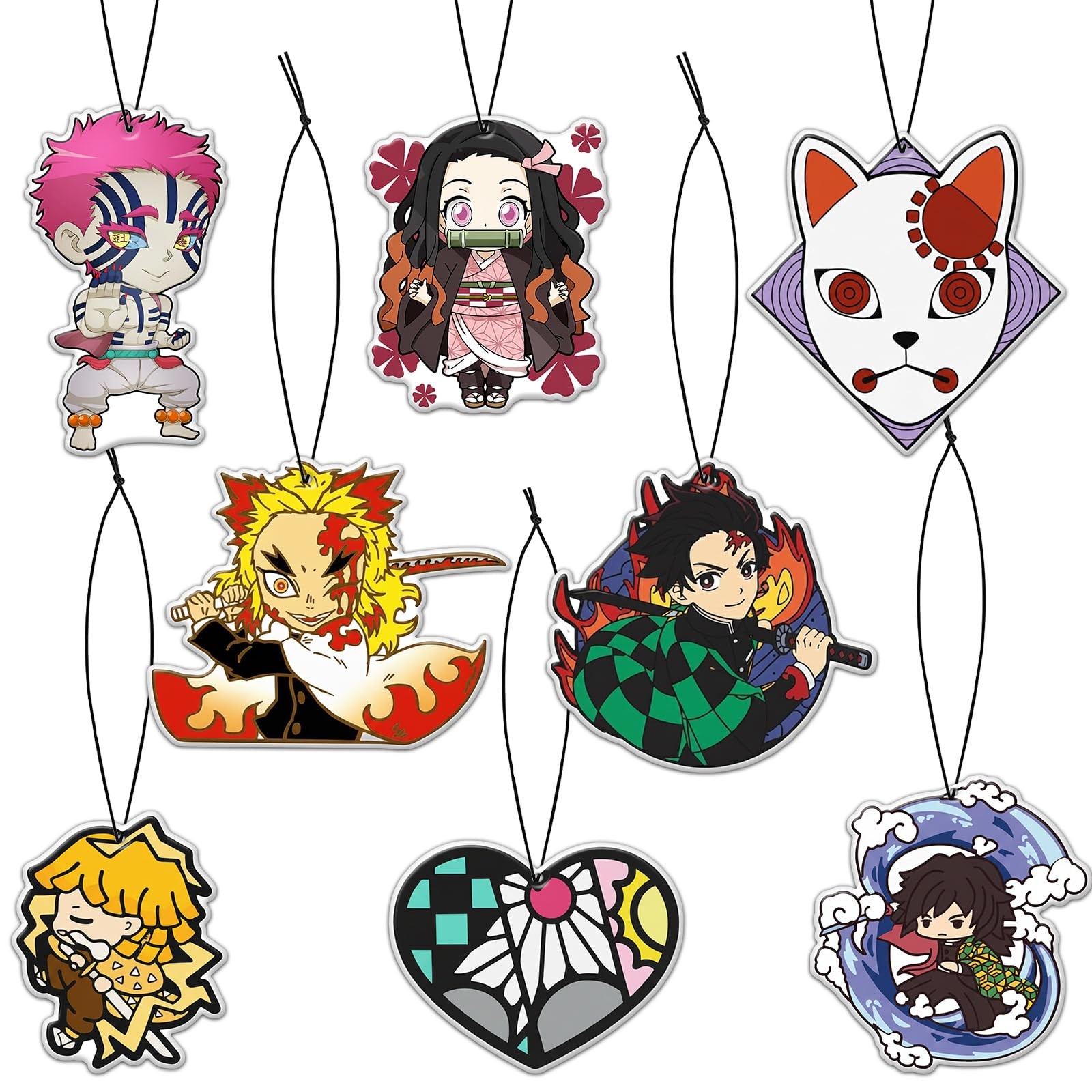 Babymiu Anime Car Air Freshener Card Pendant（8 1 Count (Pack of 8), Green