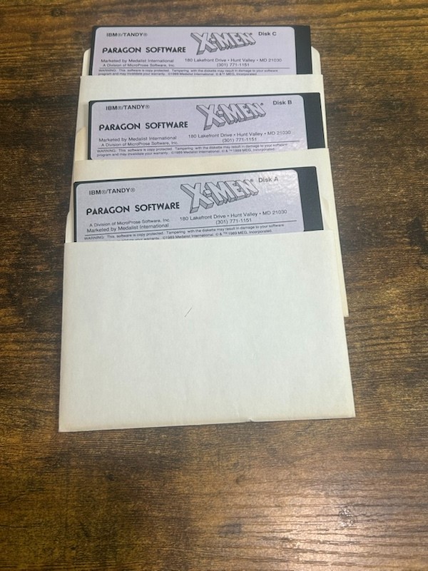 X-Men Paragon Software Vintage 5.25” Floppy Disk A, B, C 1989