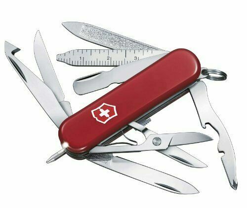 New Victorinox Swiss Army RED MIDNITE MINICHAMP  w/ Flashlight 0.6386