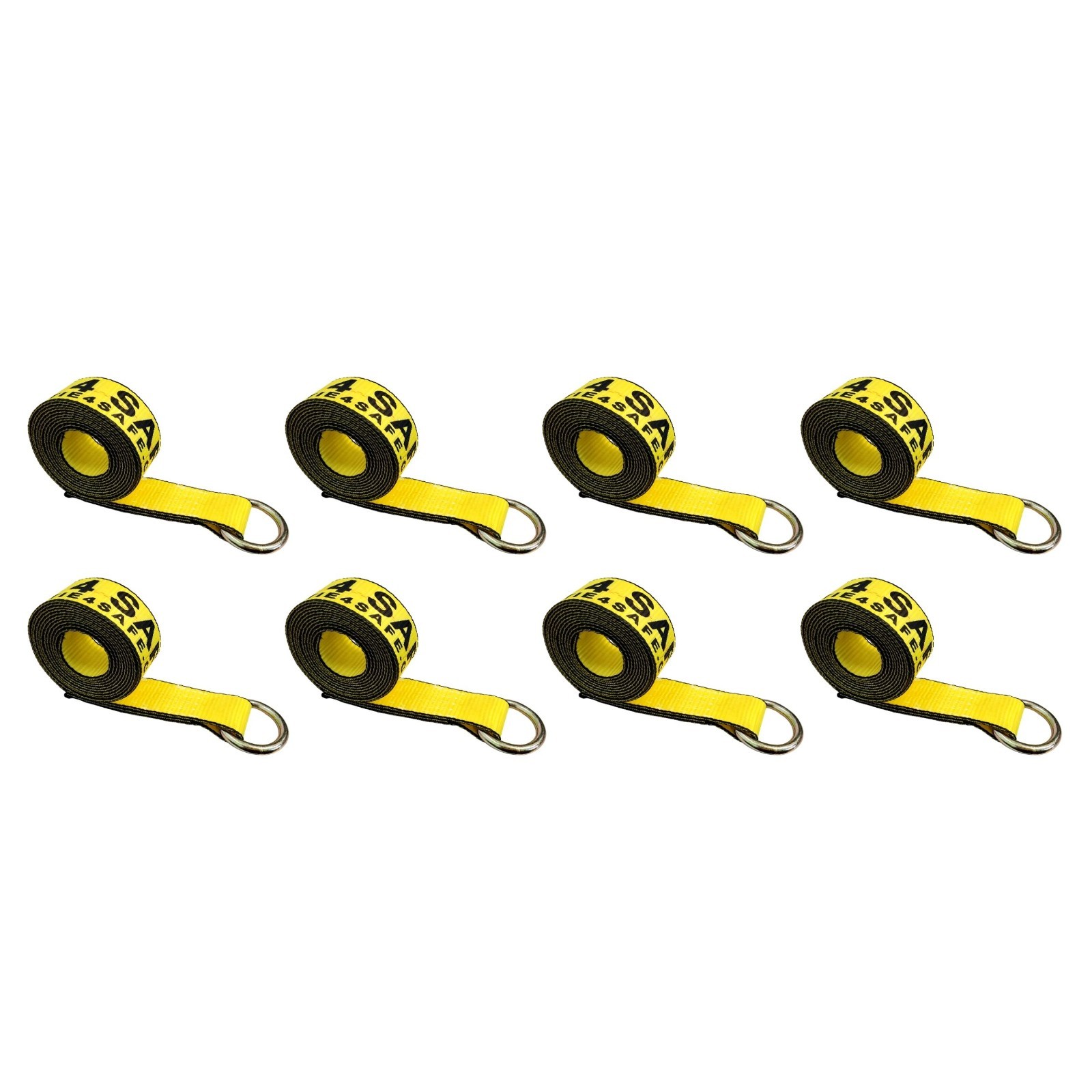 8 Pack 2" x 10' Lasso Strap w/ O Ring Auto Tie Down for Tow Truck Wheel Lift