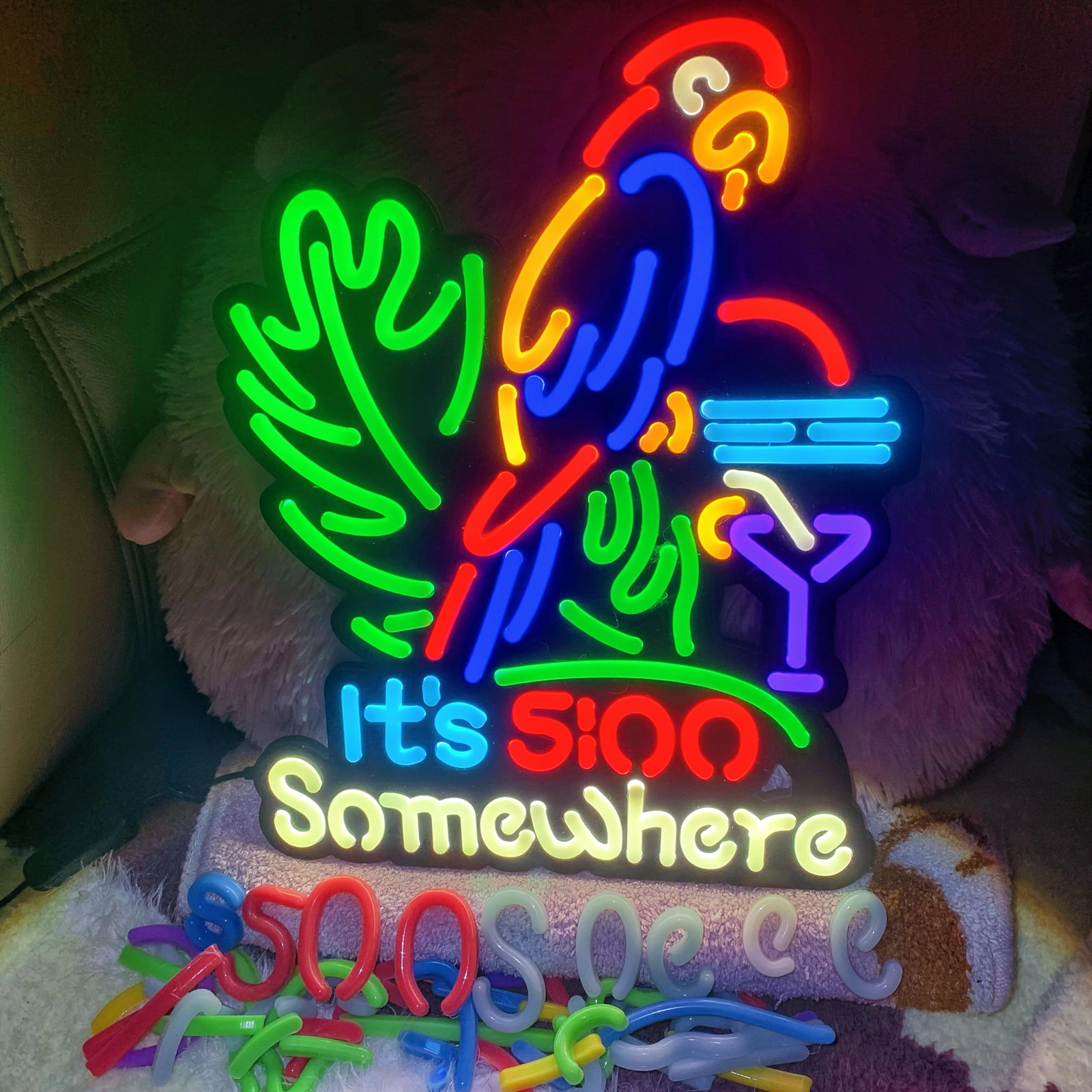 5 O'Clock Neon Sign Palm Tree LED Light Bar Pub Home Decor Wall Party