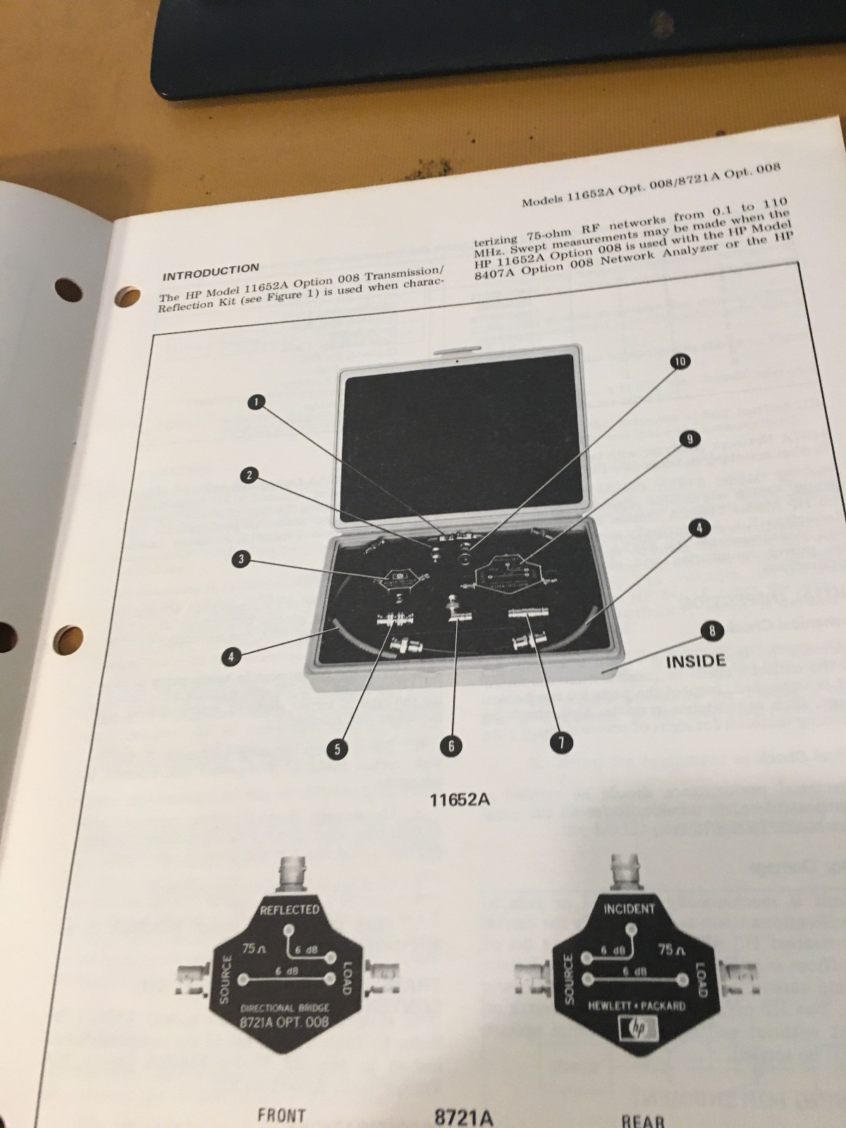 Hewlett Packard 11652A & 8721A Operation Note Manual