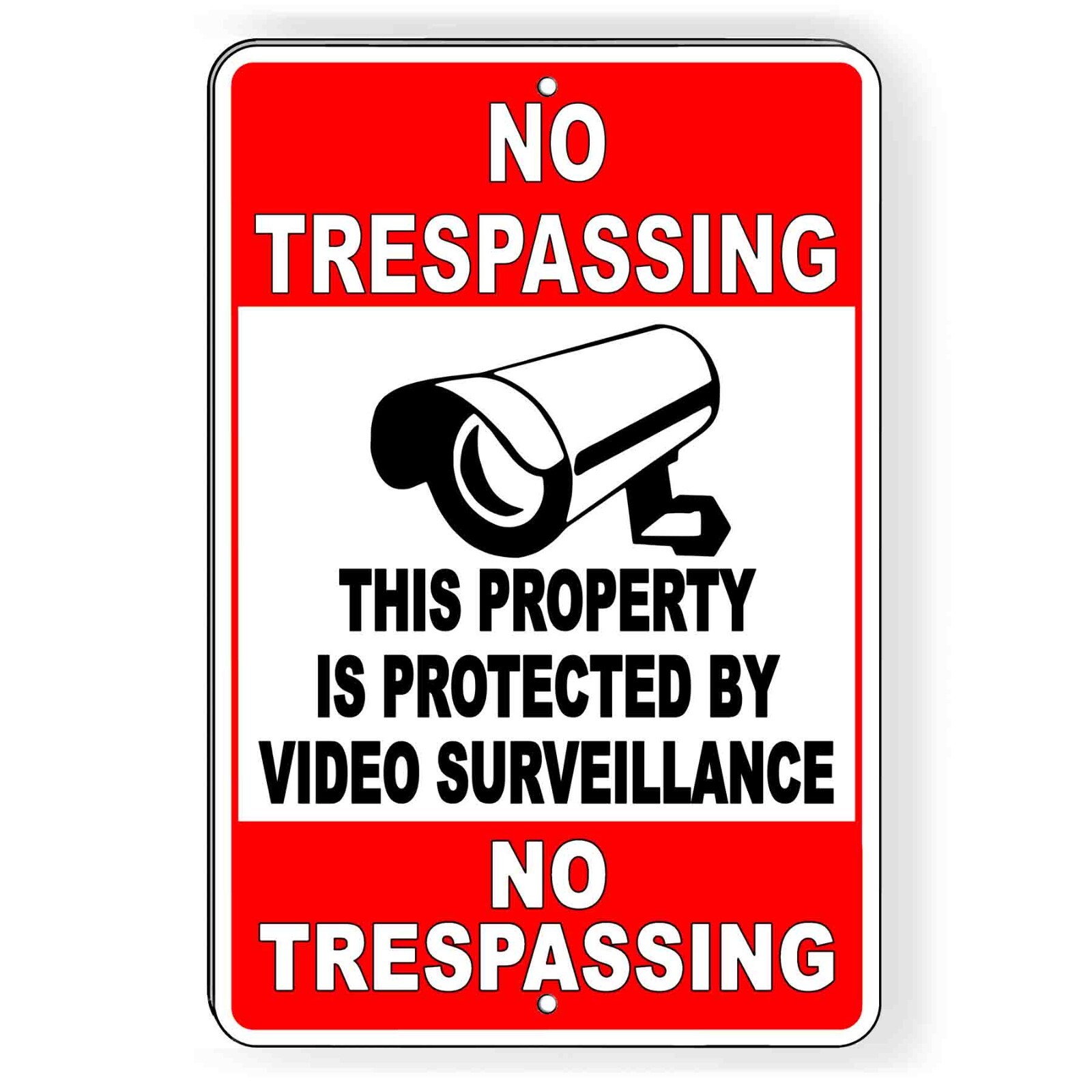 Video Surveillance Security 8" x 12" Aluminum Sign No Trespass Alarm Camera CCTV