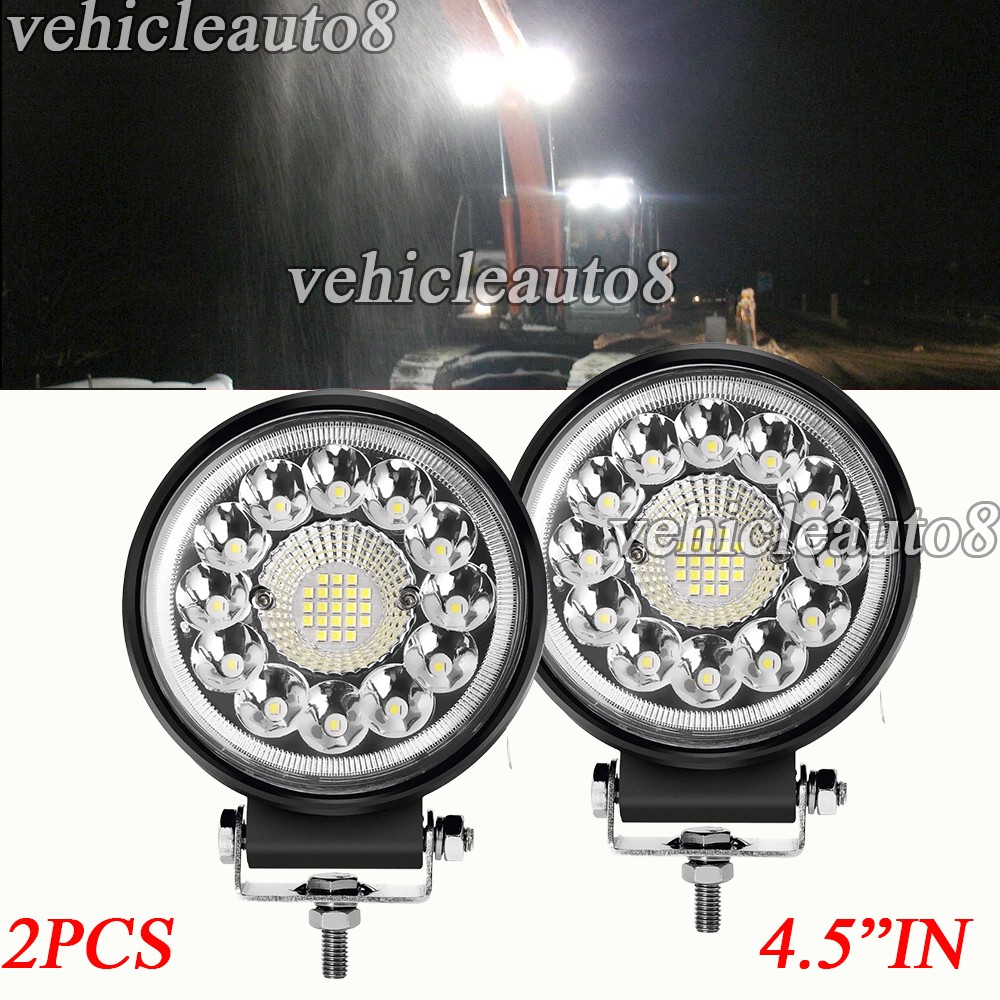 2Pcs 4.5Inch Round LED Work Light Pods Spot Light For Truck Offroad Tractor SUV