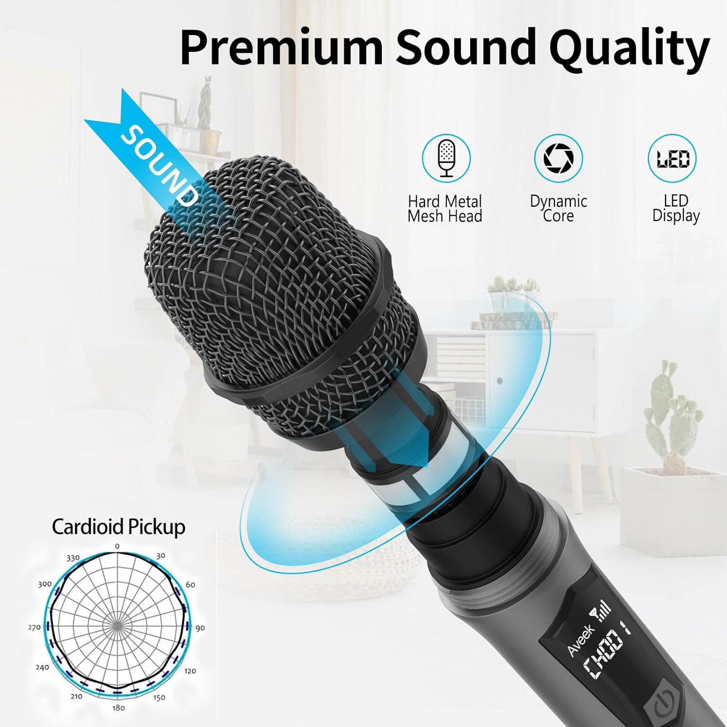 Aveek Karaoke Microphone Wireless, for Speakers with 2 Packs