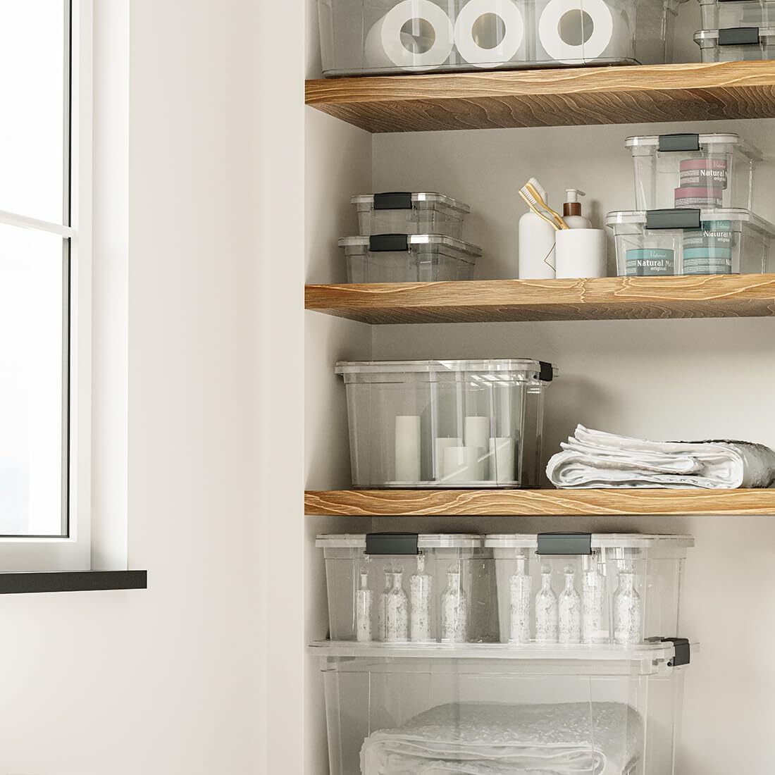 Superio Clear Storage Bins with Lids, 4 Pack- Plastic Storage Boxes - 21 Quart