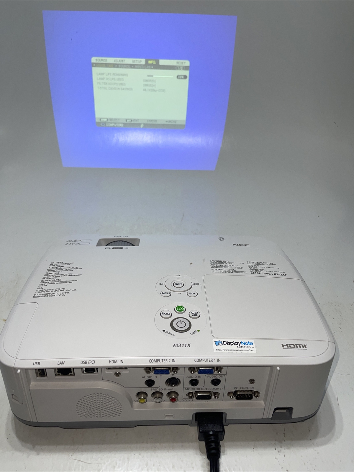 NEC NP-M311X LCD Projector 3100 Lumens HDMI XGA - 3885  Used Lamp Hours