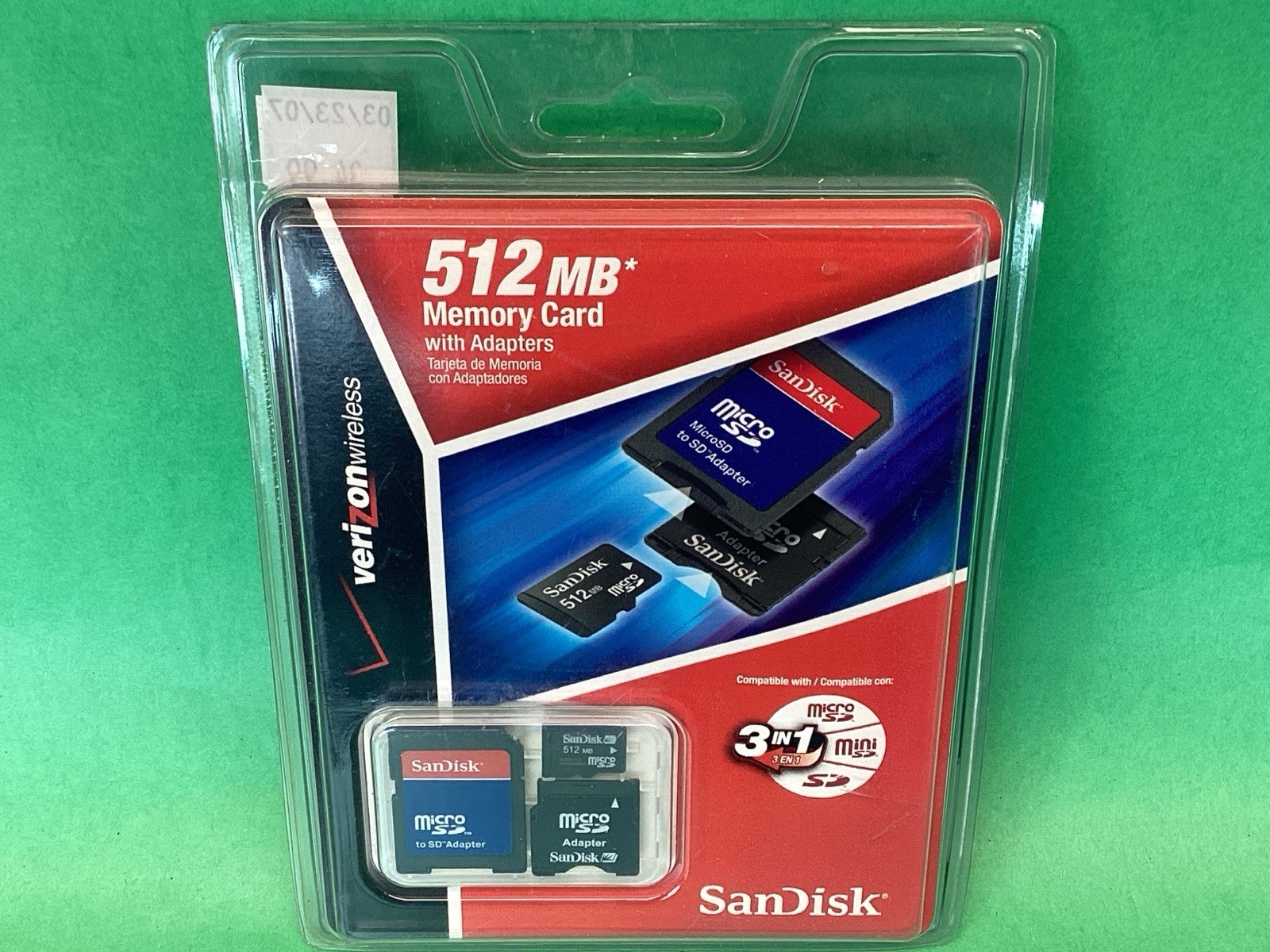 Vintage SANDISK 512mb MicroSD + MiniSD + SD Adapters - NEW OLD STOCK