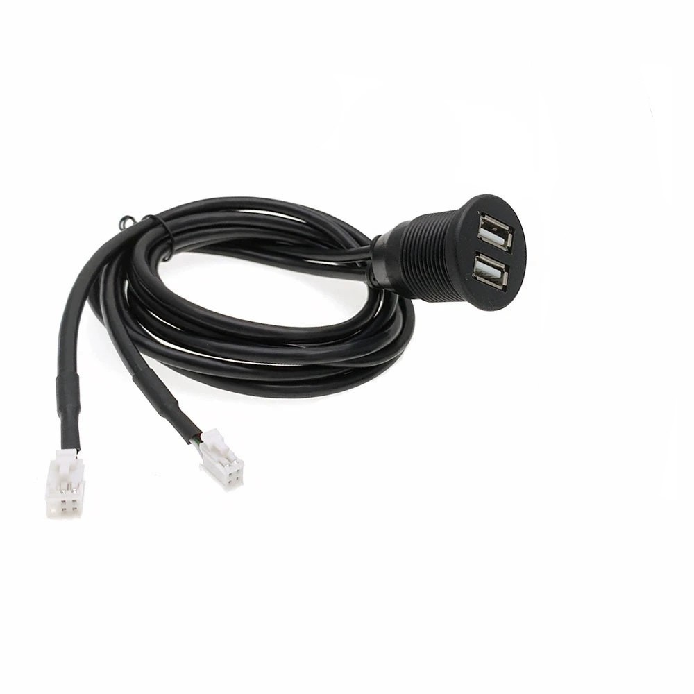 Car Dash Flush Mount Dual USB Port Panel Interface Extension 100cm Cable Adapter