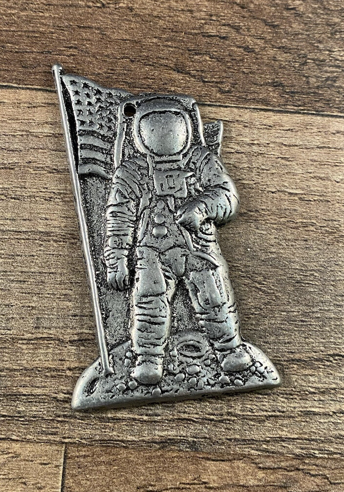 Apollo Moon Landing Astronaut American Flag Metal Christmas Ornament