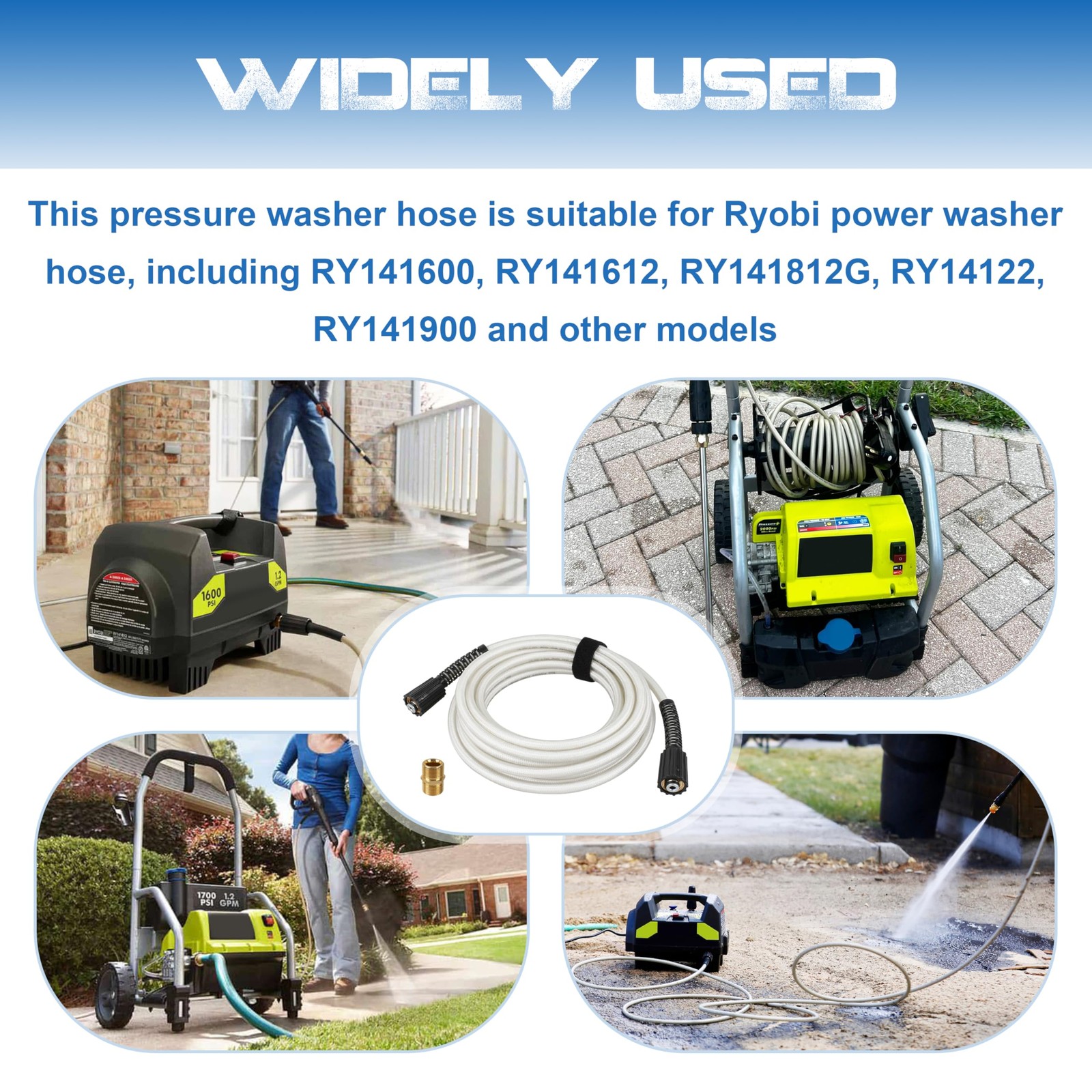 Ryobi 50ft Pressure Washer Hose Replacement for RY141600 RY141612 RY141812G High