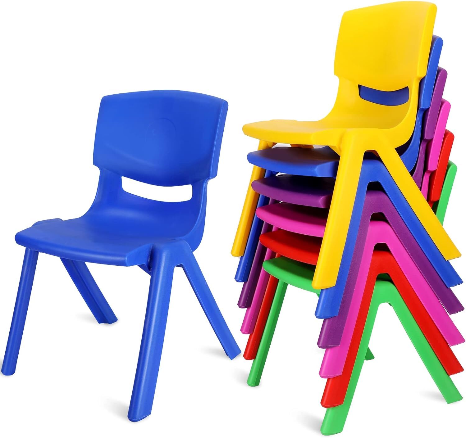 6Pcs Stackable School Chairs, Kids Plastic Stack Chairs, 6 Pcs Classroom Chairs
