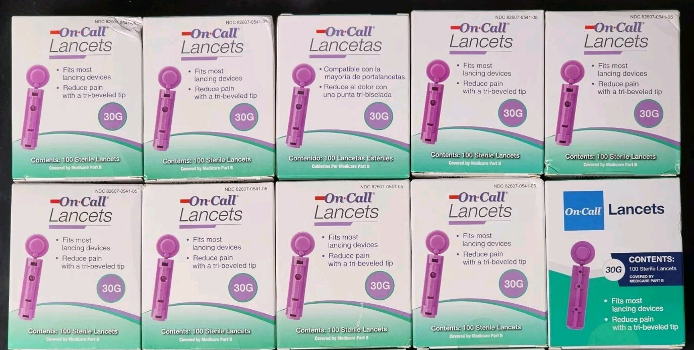 On Call Sterile Lancets 30G 100 Count 10 Boxes 1000 Lancets Exp. 03/31/2026