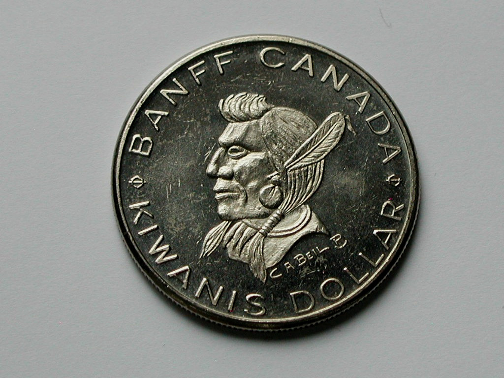 Banff AB CANADA 1970 Trade DOLLAR Token with Stoney Indian Chief & Teepee