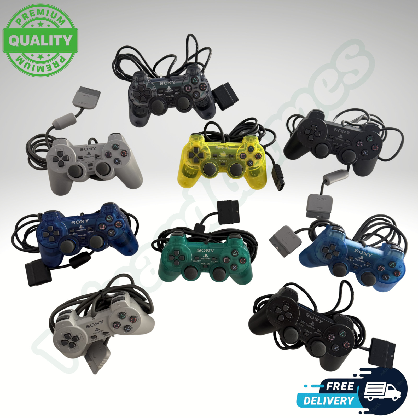 PS2 PS1 DualShock OEM Sony PlayStation 1 & 2 Controller - Multiple Colors